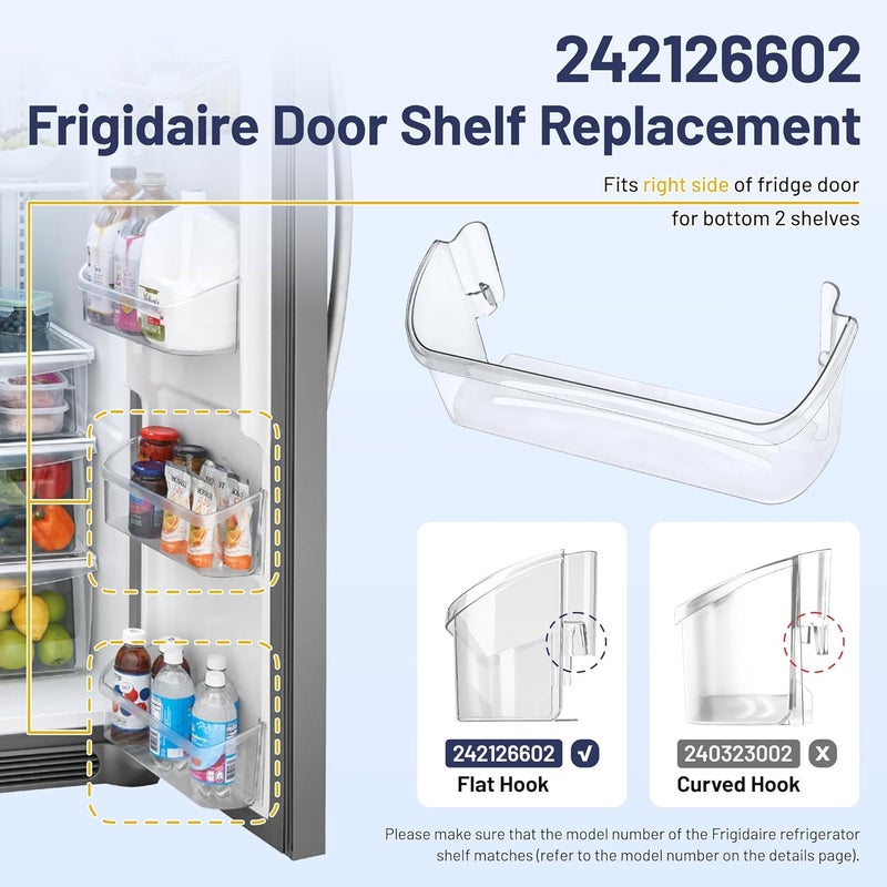 Fetechmate 242126602 Refrigerator Door Bin Shelf Replacement for Frigi-daire Refrigerator Bottom Side Door Shelf Bin 2 Shelves, Refrigerator Door Bin Replace FFSS2625TS0 LFSS2612TF0-2 Pack - Image 3